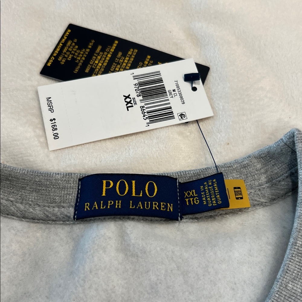 🎉Host Pick🎉2x Polo Ralph Lauren Grey Fleece Polo Bear Crewneck Sweatshirt - Picture 12 of 14